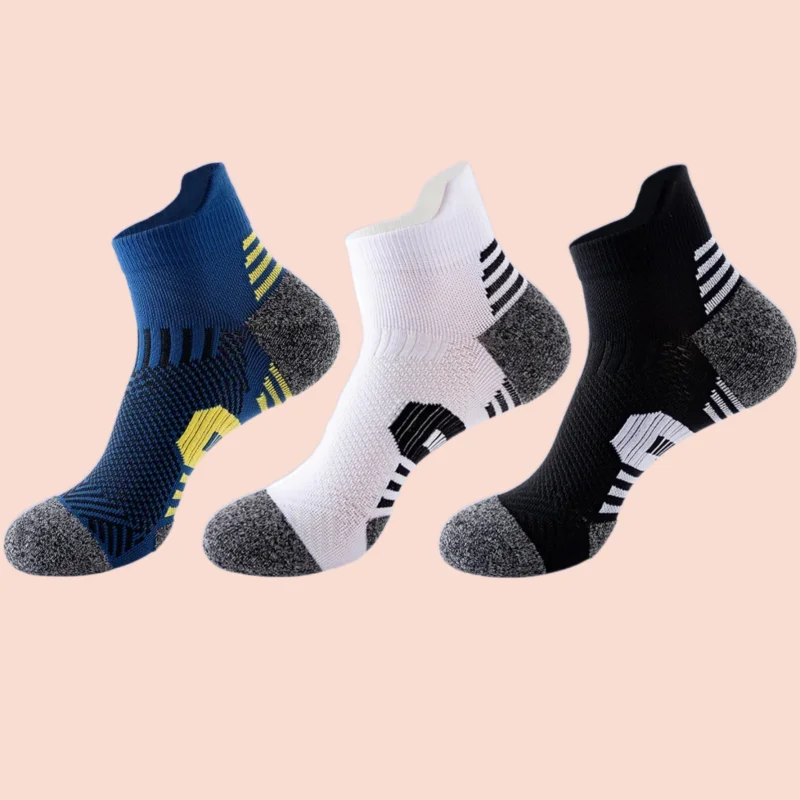 

3 Pairs Thickened Towel Bottom Breathable Sports Socks Hiking Badminton Men's Socks Outdoor Running Basketball Socks Men's Socks