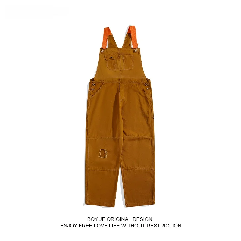 

Мужские брюки Boyue в японском уличном стиле ретро, рабочие комбинезоны, модные художественные брюки, индивидуальный дизайн, осенние свободные длинные брюки