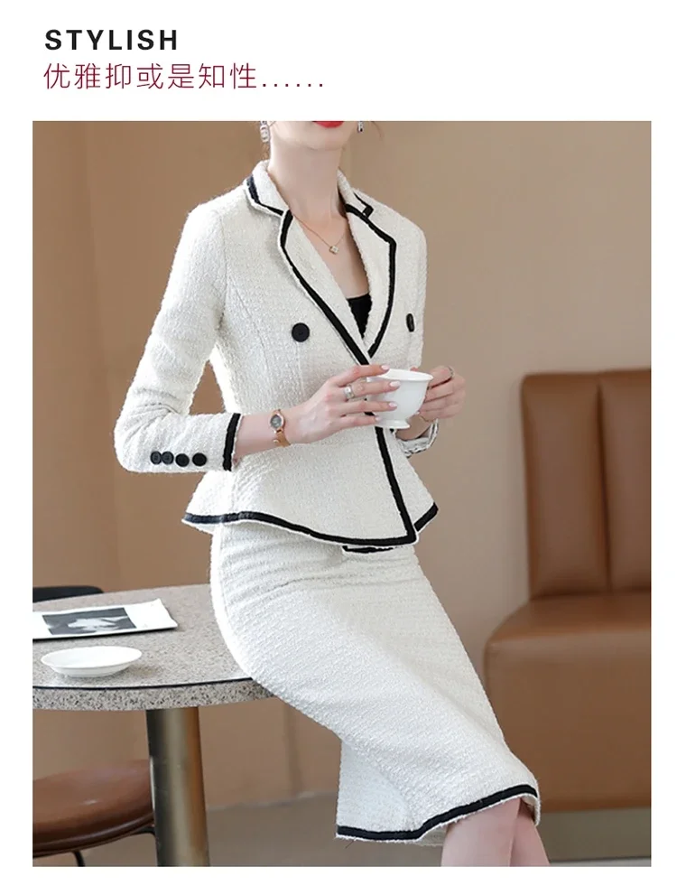 2024 Women's Long Sleeve Professional Tailored blazer Fashion Trim Slim Fit Leisure   blazer