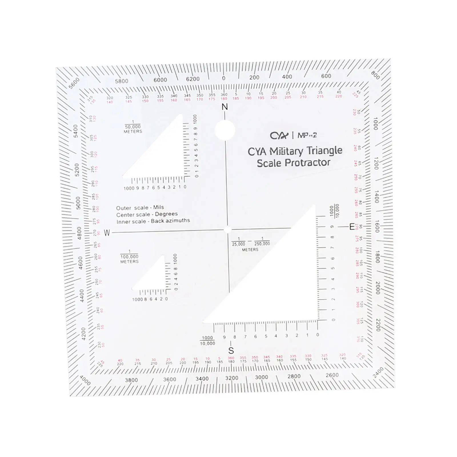 Acrylic Coordinate Scale Protractor Triangle Map Reading Tool UTM MGRS Compatible for Graphic Training