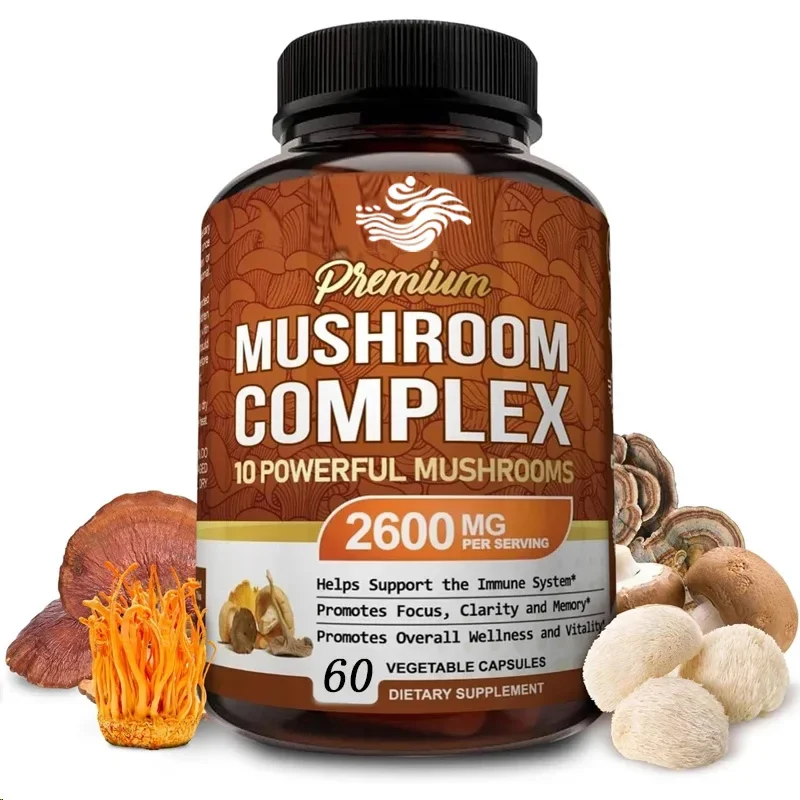 10 Types of Mushroom Complexes, Including Ganoderma Lucidum, Lion's Mane Mushroom, Etc., Support The Brain, Energy, And