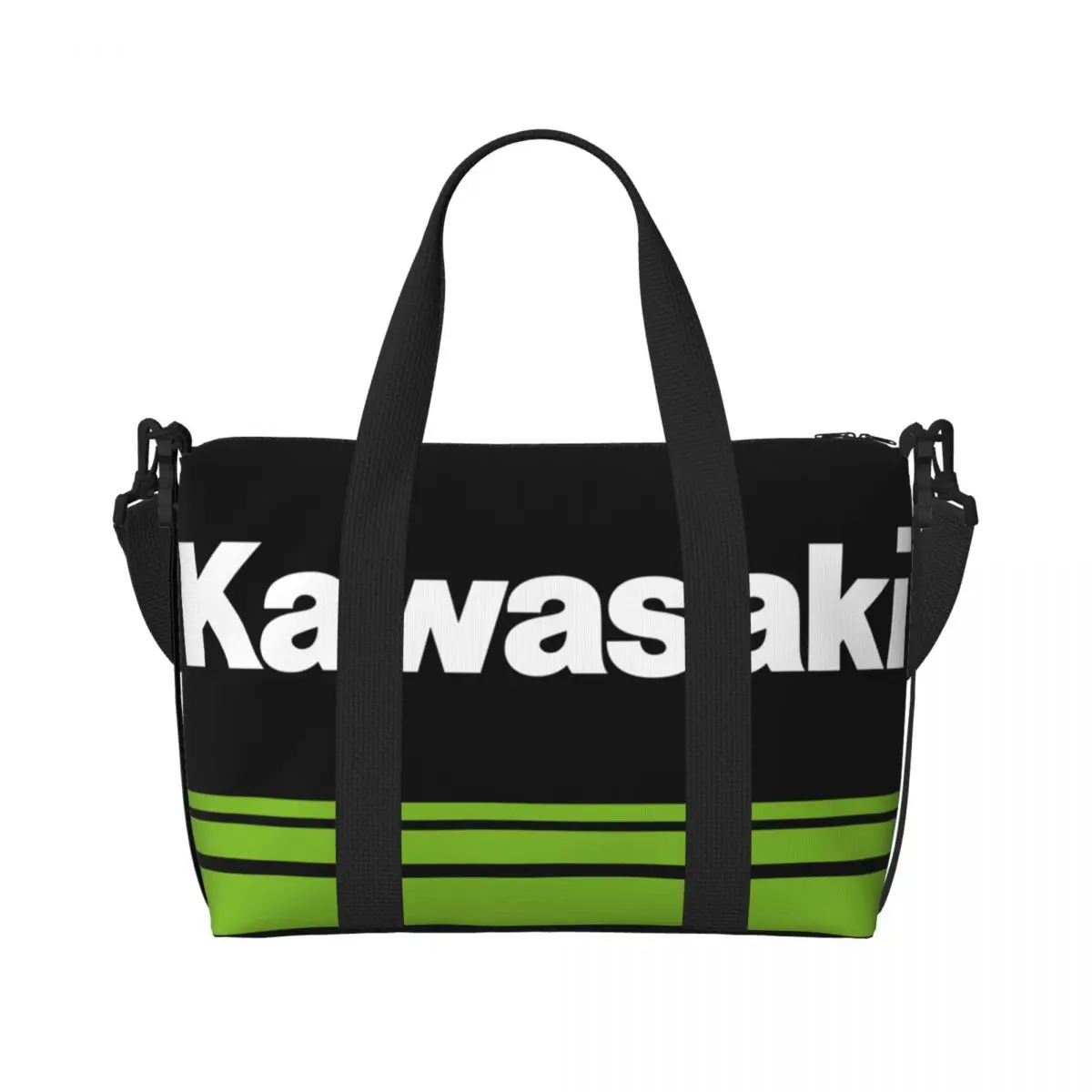 Sac fourre-tout de course de sport de moto Kawasakis personnalisé pour femmes, sacs de plage de grande capacité, sacs de voyage de gym