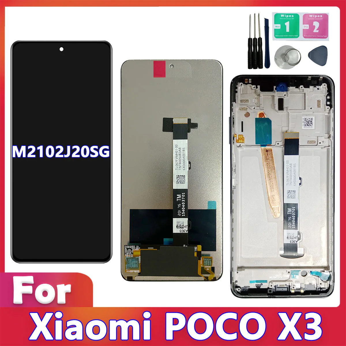 For Xiaomi Poco X3 LCD Display Screen With Frame For Poco X3 M2102J20SG LCD Display Touch Replacement