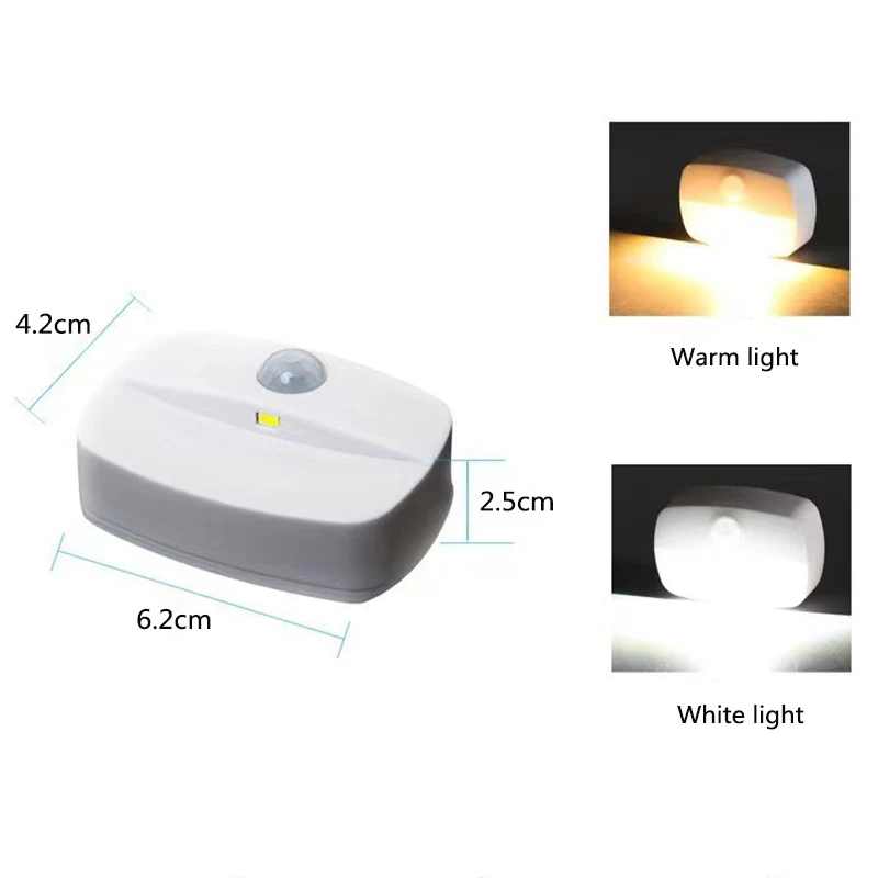 Luz LED nocturna con Sensor de movimiento para interiores, luces con pilas para pasillo, escalera, baño, armario y dormitorio