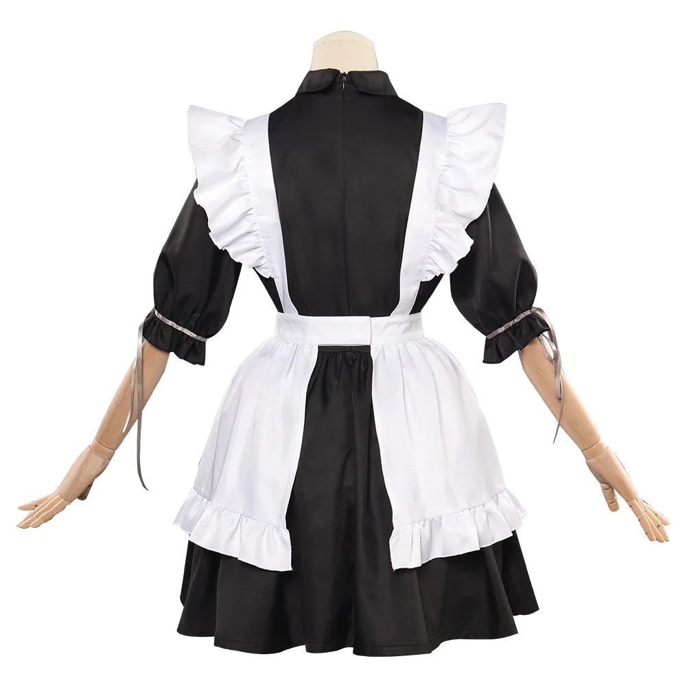 Lolita vestido de empregada cosplay meninas traje mulher kawaii vestido longo bonito roleplay roupa curta halloween carnaval festa terno