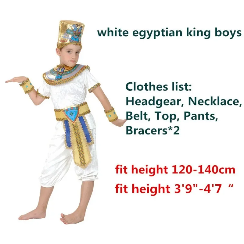 Cleopatra Antigo Faraó Egípcio Cosplay Trajes para Crianças, Halloween Party Cloth para Meninas e Meninos, Vestido de Carnaval para Crianças