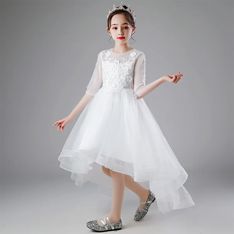 

Children's evening dress high-end girl Princess Dress fluffy yarn little girl host flower girl piano performance dress