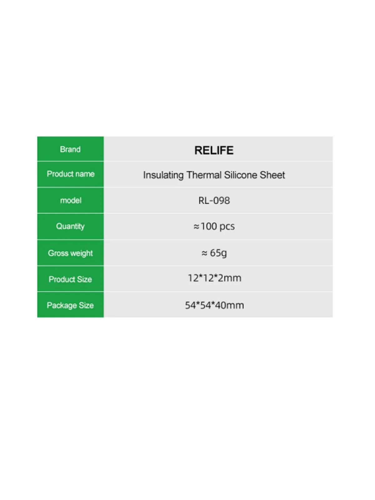 RELIFE RL-098 100 Stück vorgeschnittene isolierende Wärmeleitpads für IC-Chips, hohe Wärmeleitfähigkeit, selbstklebende Reparatur-Silikonfolie – Detail 9
