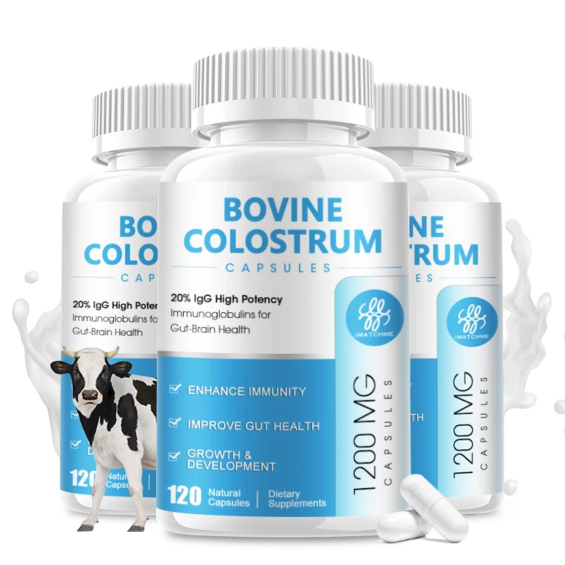 

Premium Colostrum Pills with Probiotics and Omega 3 For Brain & Gut Health Promote Immunity & Bone, Growth Height , Whey Protein