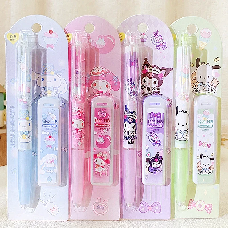 Sanrio My Melody Mechanical Pencil 0.5mm Kuromi Cinnamoroll Pochacco Press Pencils Office Students Stationery Girl Kids Gifts