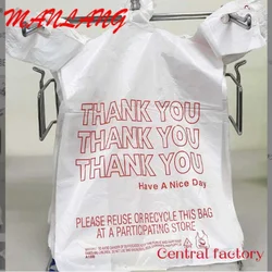 Custom  Hot Selling Custom Thank You Plastic Shopping Bags Vest Handle Grocery Bags Plastic Bags