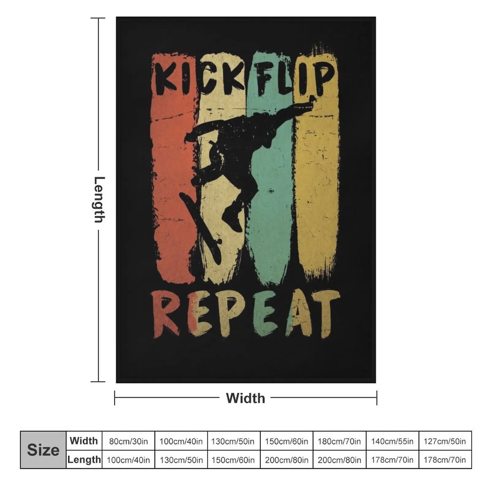 Kick Flip Repeat, Skateboard Shirt, Skateboarder Gift, Skate Party, Skateboard, Skate Art, Skateboard Art, Skater, Throw Blanket