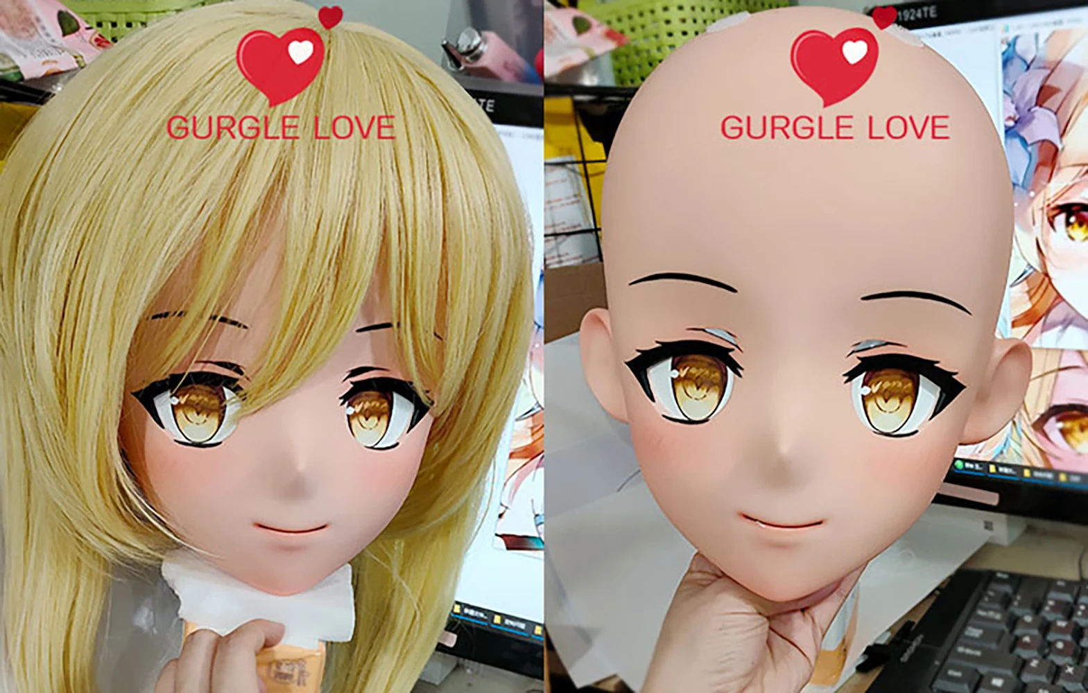 

(GLK14)Customize Character Resin Half Head Japanese Animego Cosplay Crossdressing Doll Anime Kigurumi Mask With Eyes And Wig