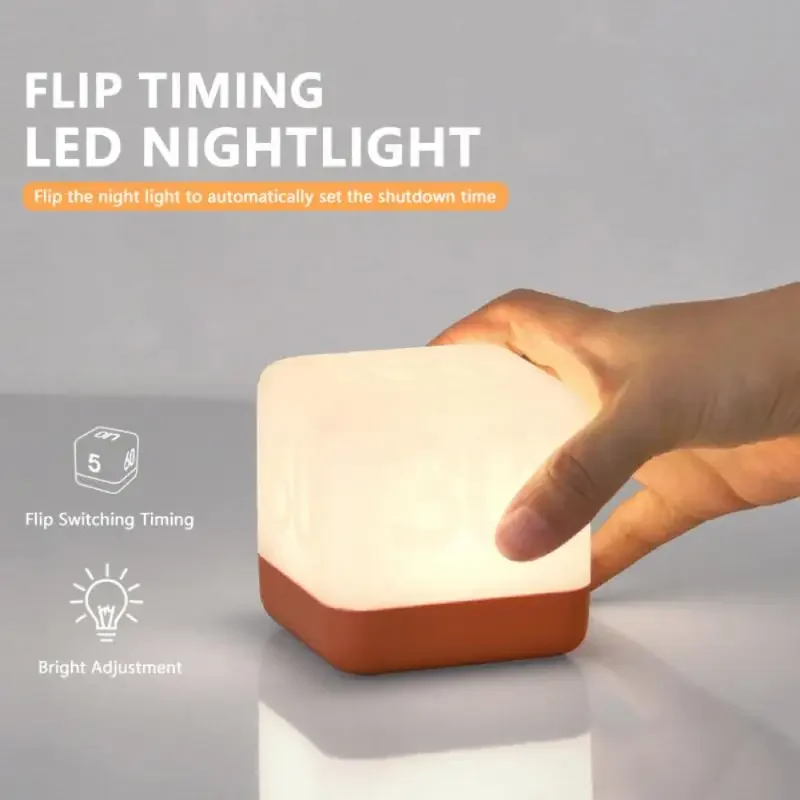 

Flip Timing LED Square Nightlight Bedroom Night Lamp Table Floor Lamp Energy Saving Bedside Lamp Home Decor Decorative Luminaire