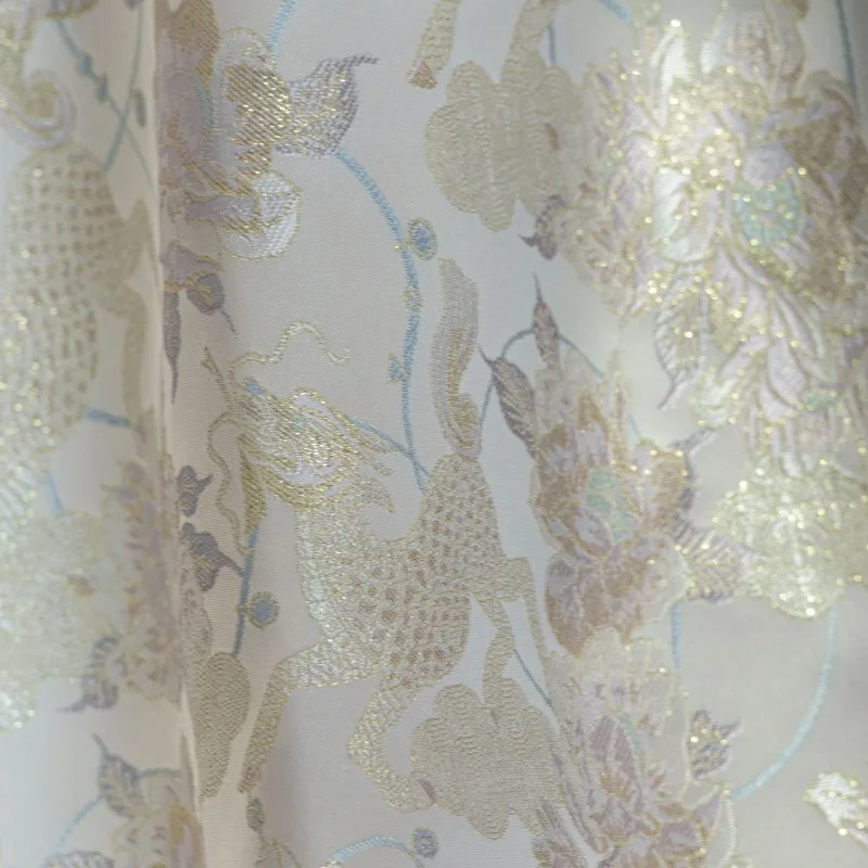 

Qilin Peony Weaving Gold Jacquard Satin Hanfu Fabric New Chinese Style Brocade Vest Coat Clothing Fashion Handmade Fabric