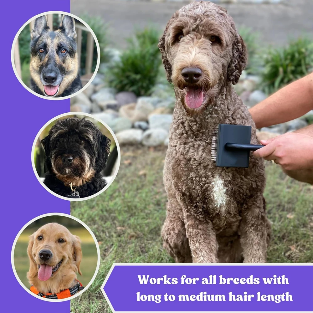 Dog Slicker Brush - Dogs Grooming Brush Especially Designed for Poodles and Doodle Mixes Fluff, Detangle and Demat Dog Comb