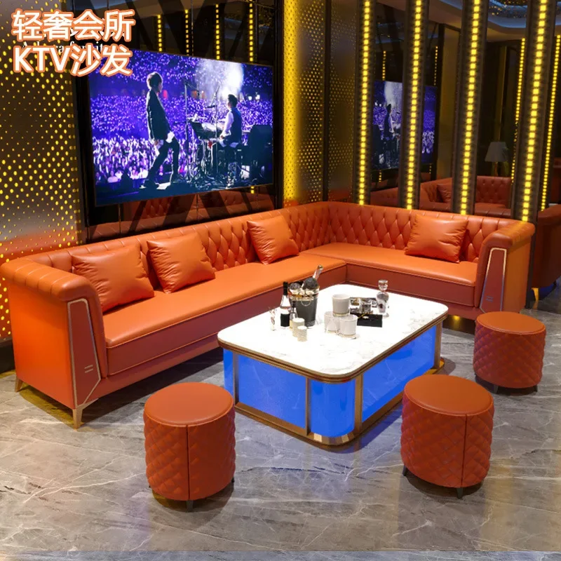 

CDUSTOMIZED Bar KTV sofa nightclub practice singing room club box Clear bar corner U-shaped L-shaped booth Luminous coffee table