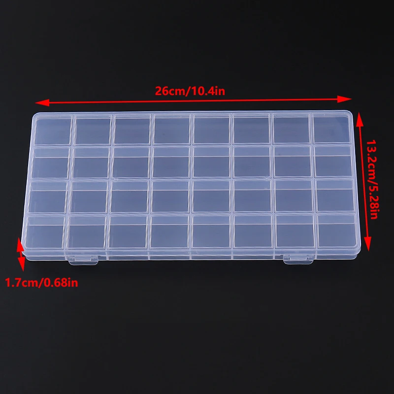 32 Grid Compartment Plastic Transparent Storage Box Jewelry Earring Bead Screw Holder Case Display Organizer Container