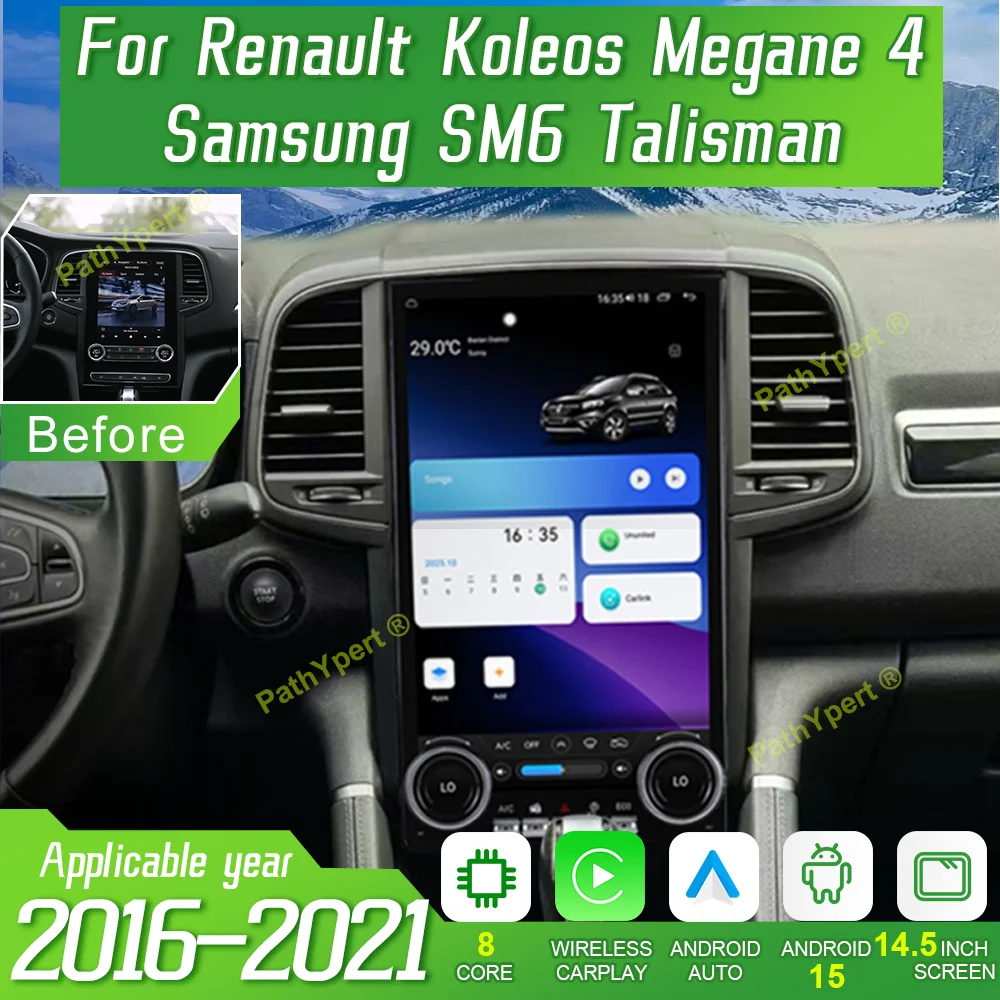 

Android 15 For Renault Koleos Megane 4 Samsung SM6 Talisman 2016-2021 Qualcomm 6125 Multimedia Player With Physical Knob+Button