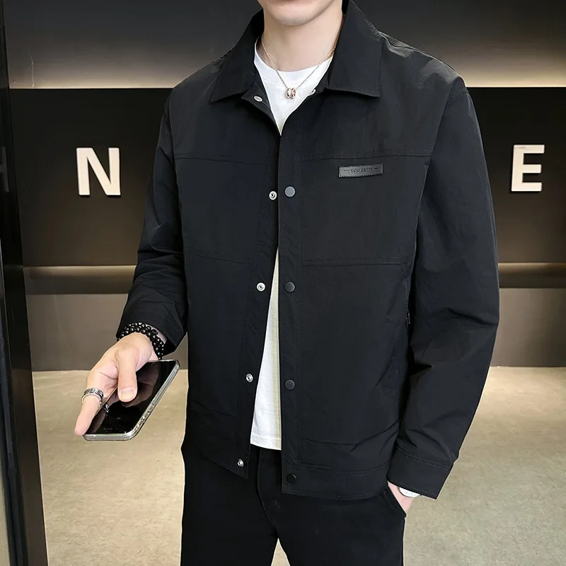

High Quali Men's Casual Jaet Spring Autumn New Sle Cotton Blend Fabric Commute Sle Long Sve Pure Color Outerwear