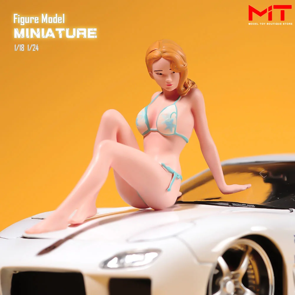 In Stock Exquisite Painted Miniatures 1/24 1/18 Bikini Beauty Girls Figure Diorama Mini Doll Model Scene Props For Cars Display