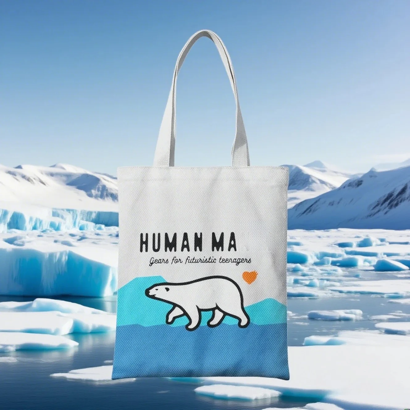 

Humanmd Polar Bear Print Canvas Tote Bag Eco-Friendly Reusable Shopping Bag