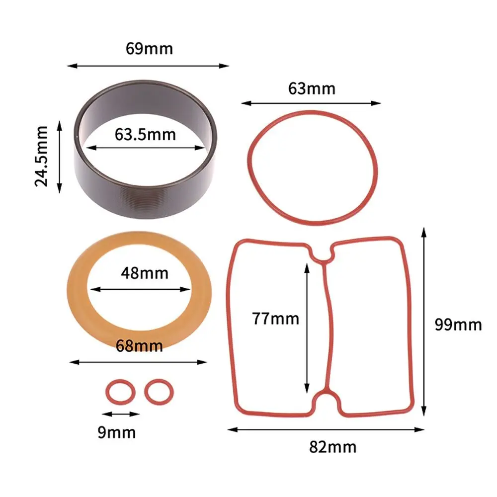 1Set 550W 750W 1100W 1500W Air Compressor Piston Ring Kit Nitrile Rubber Piston Ring Oil Free Cylinder Kit Square Gasket