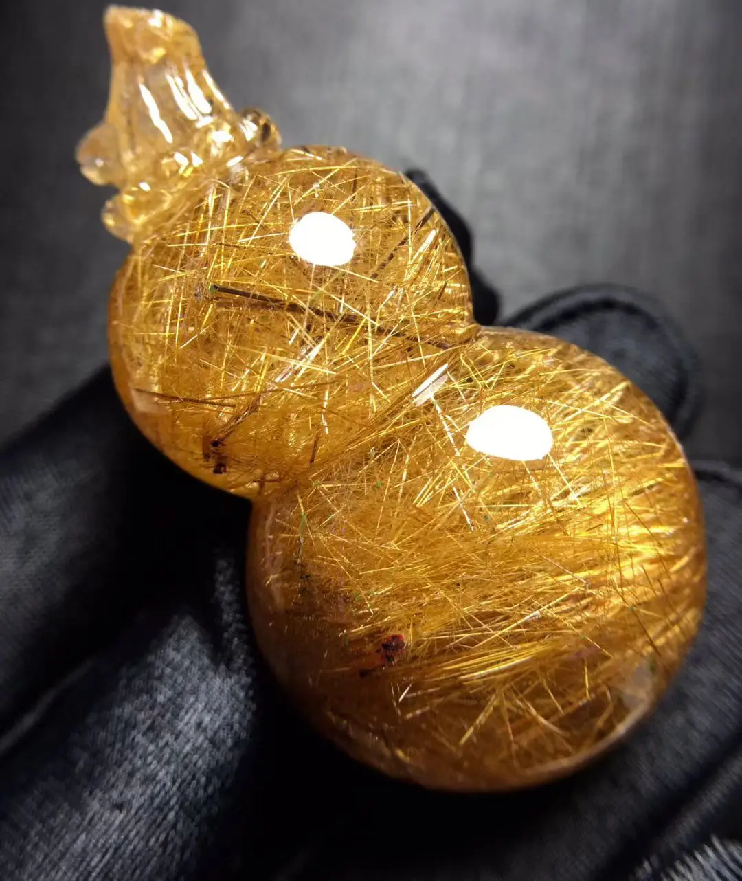 

Natural Gold Rutilated Quartz Pendant Gourd Necklace 51.5*28.5*22mm wealth Rutilated Women Men AAAAAAA