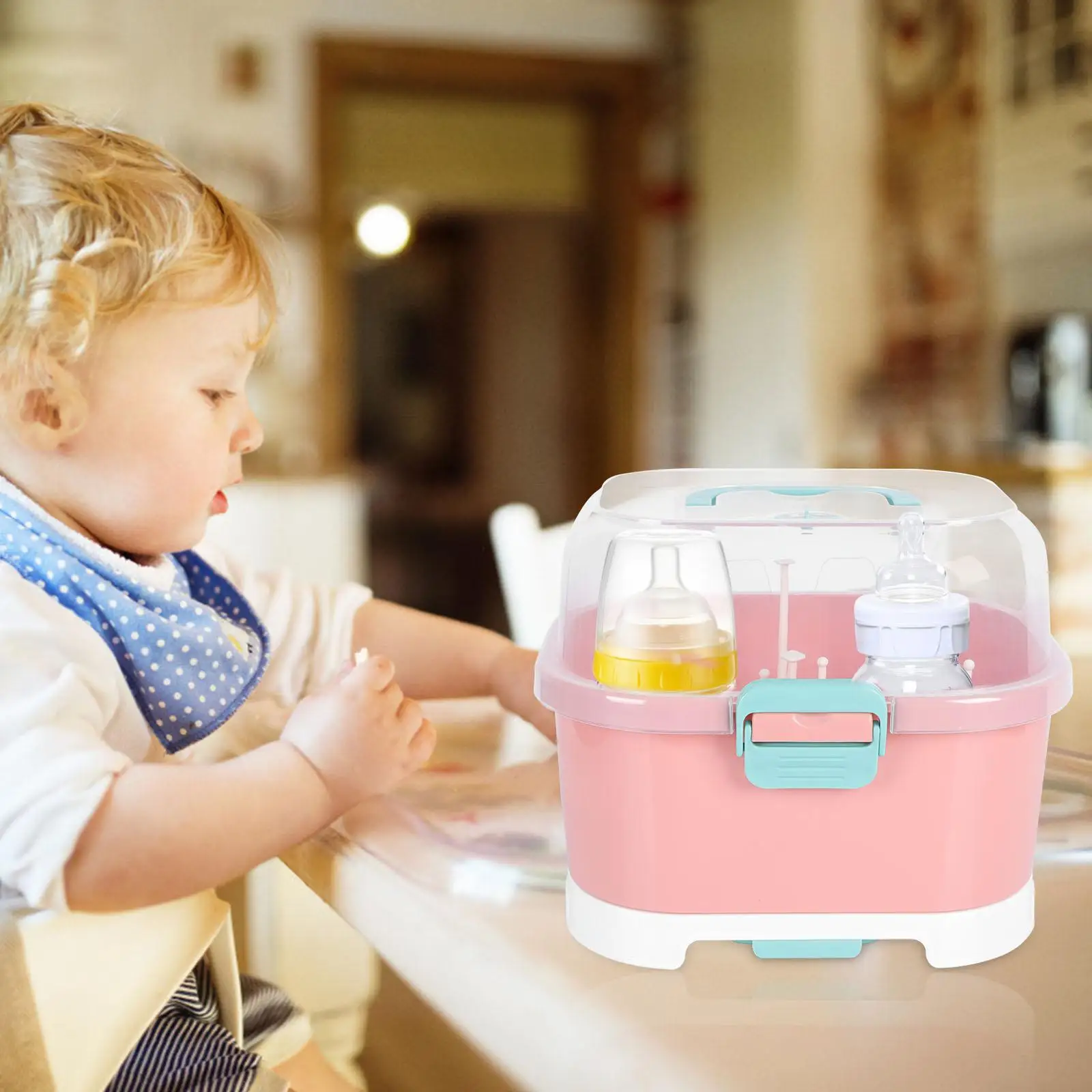 

Baby Bottle Drying Rack Draining Box for Cups Straws Storage Pink Portable Newborn Shelf Bamboo Practical Durability