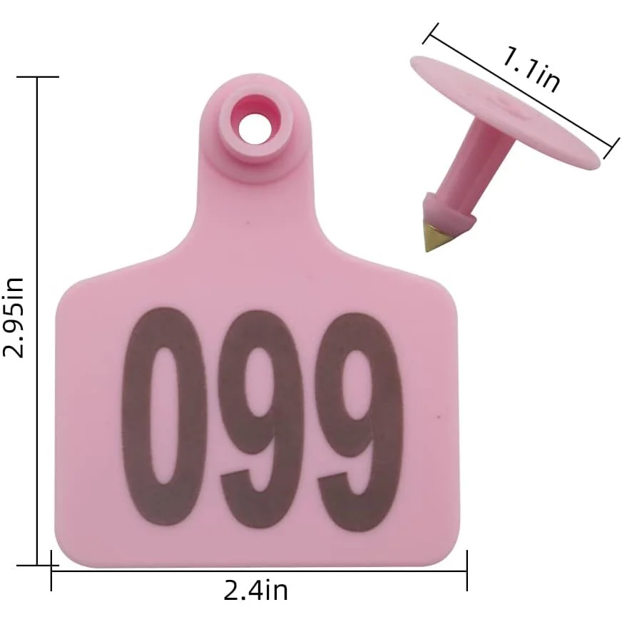 Cattle Ear Tags Large Plastic Livestock Ear Tags for Sheep Cattle Calf Hog with Number 001-400 Animal Identification Ear Tags