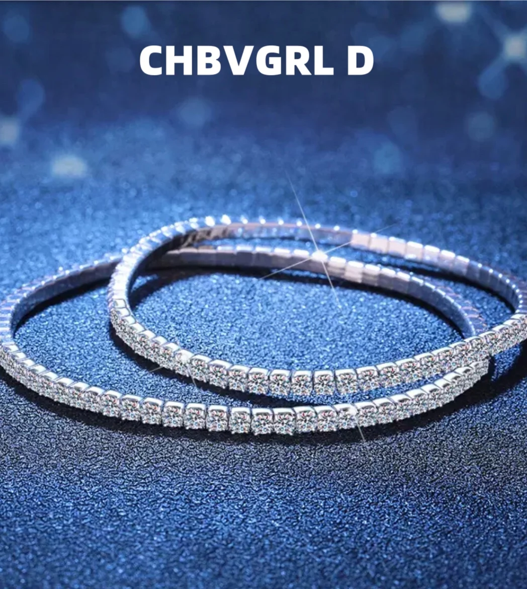 

[Love] Moissanite S925 Silver European and American Full Diamond Elastic Bracelet Men's Moissanite Simple Starlit Bracelet Women