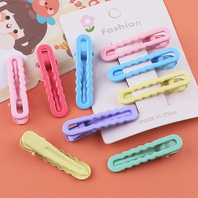 6/12/18Pcs Children DIY Hair Accessories 5cm Macaron Candy Color Glossy Wave Side Hair Clip Elliptical Hairpin Girls Headdress