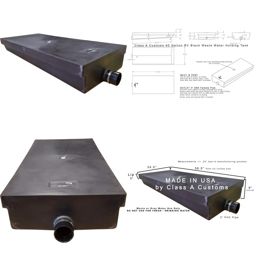 40갤런 RV 블랙 워터 홀딩 탱크 폐기물 관리용 WT-4000