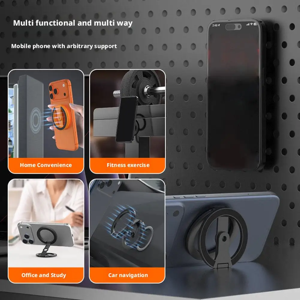 

for magsafe Magnetic Phone Holder, Double-sided Magnetic Buckle, Rotating And Folding Metal Stand Support Bracket Gri O6R4