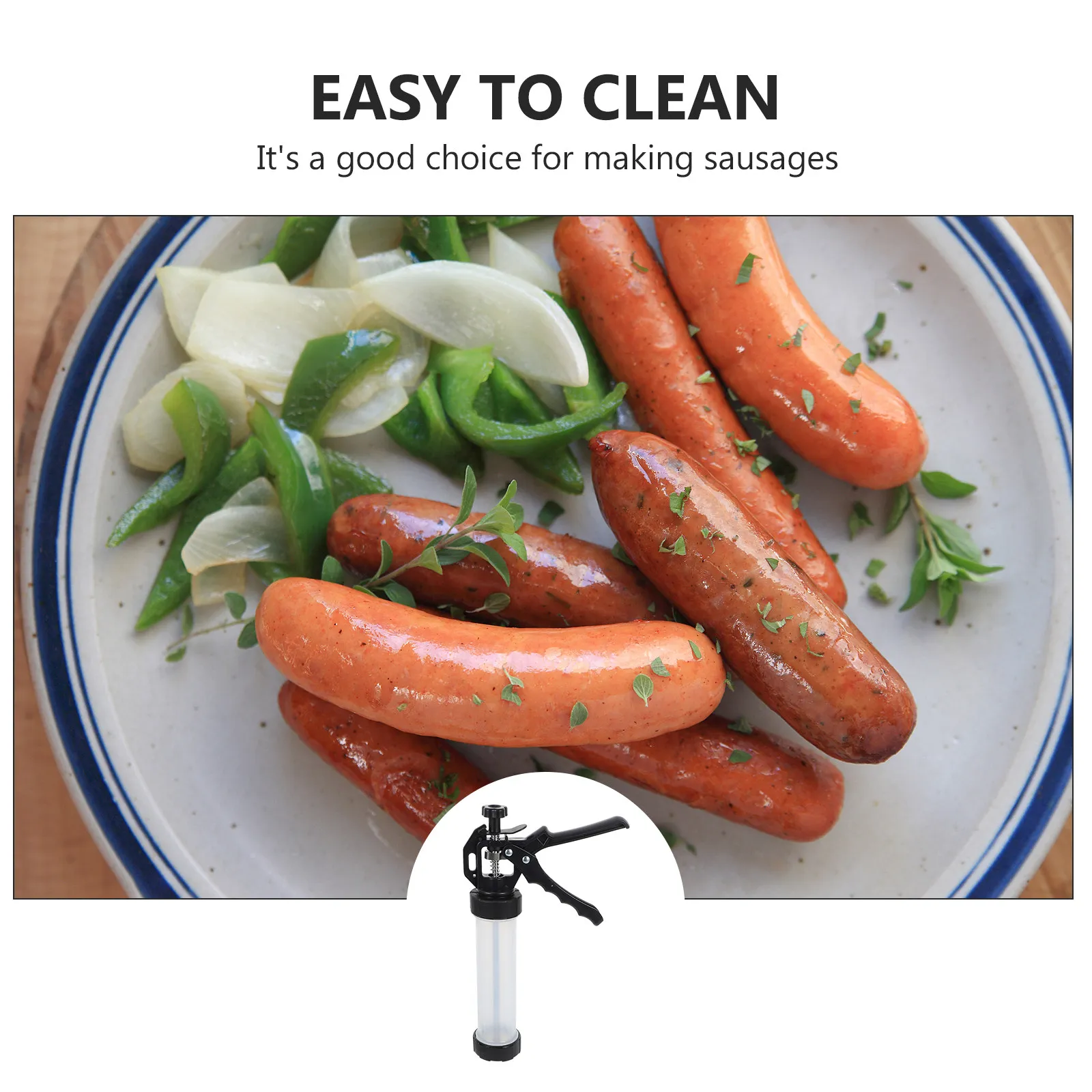 

1Set Professional Manual Sausage Stuffer High Quality Plastic Stainless Steel Filler Tube for DIY Sausage Making Kitchen Gadget