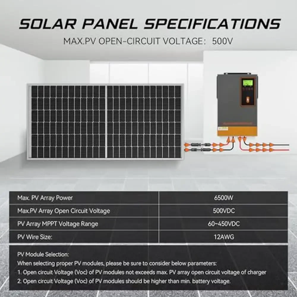 For 140A MPPT Solar Charge Controller 48V 500V Max Input 6500W Power LCD Display Solar Arrays Battery Storage Long Distance High