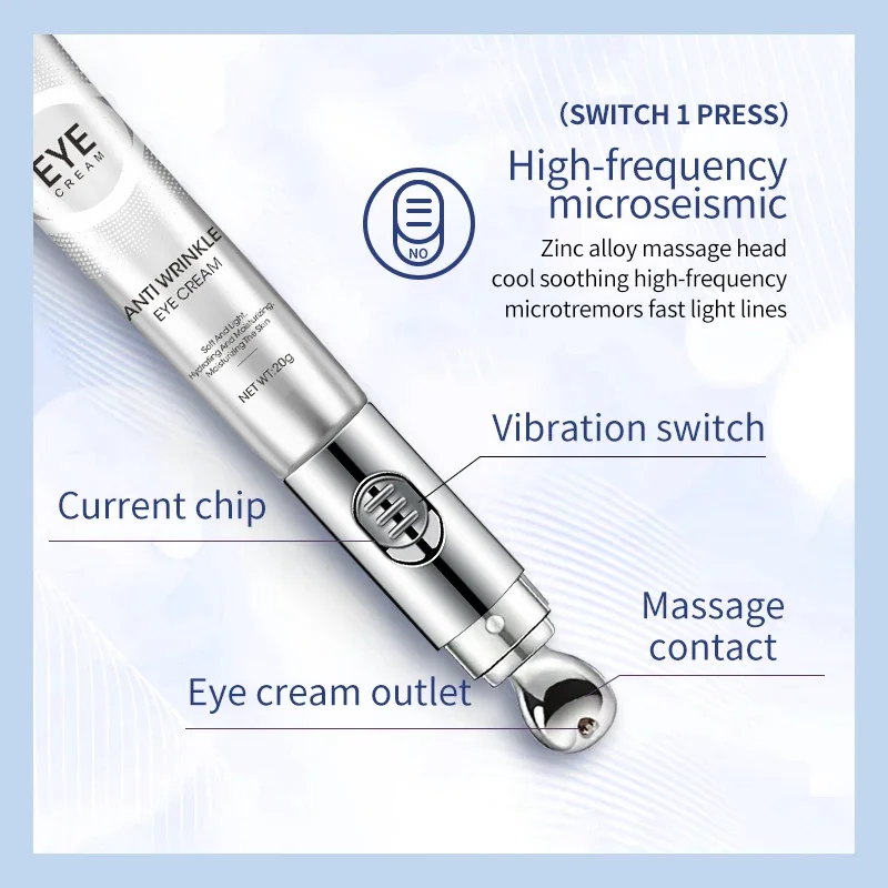 Revitalizing Electric Massage Eye Cream for hydration, reducing fine lines, wrinkles, and dark circles