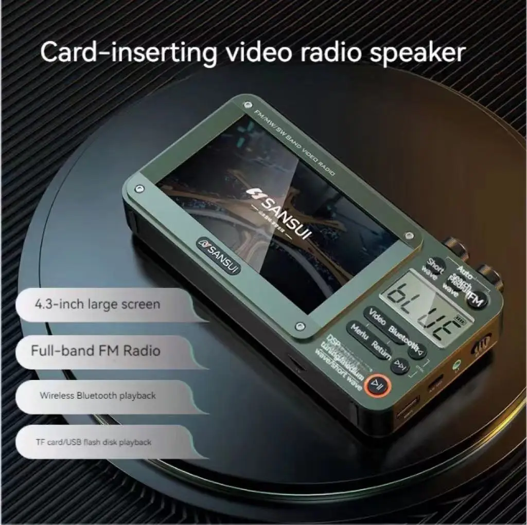 Portable FM/MW/SW Radio Big LED Display Radio Wireless Bluetooth Speaker Dual TF Card Slot MP4 Music Player Video E-books