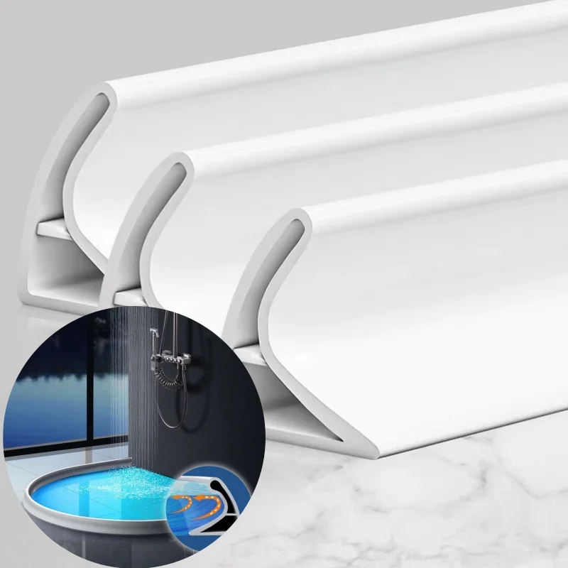 

100cm Silicone Shower Barrier Water Stopper Bathroom Waterproof Strip Water Retaining Strip Bendable Door Bottom Sealing Strip