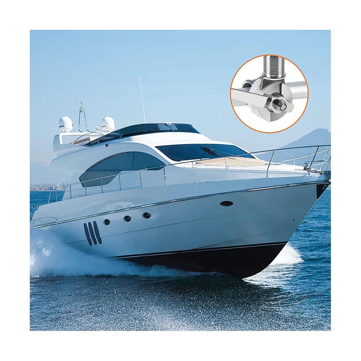 Marine VHF Antenna Mount Rail Mount Adjustable Antenna Base Mount Heavy Duty Ratchet Mount Base Pipe Clamp Hardware image 6