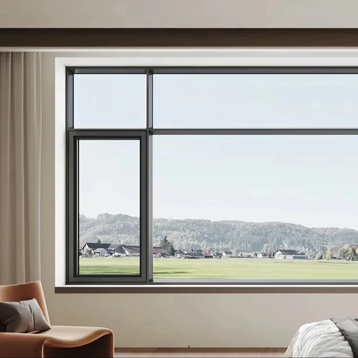 

Large Views Slim Aluminum Windows and Doors Soundproof Window Energy Efficient Low-e Glass Casement Windows for Living Room