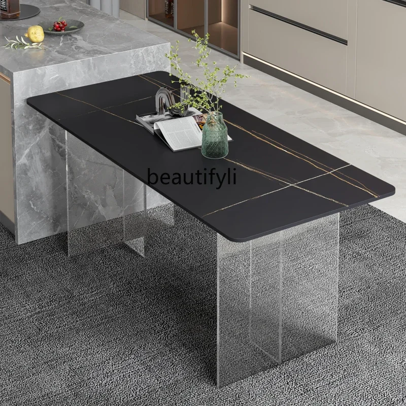 S Acrylic Stone Plate Dining Table Creative Suspension Conference Table Household Kitchen Island Light Luxury Workbench