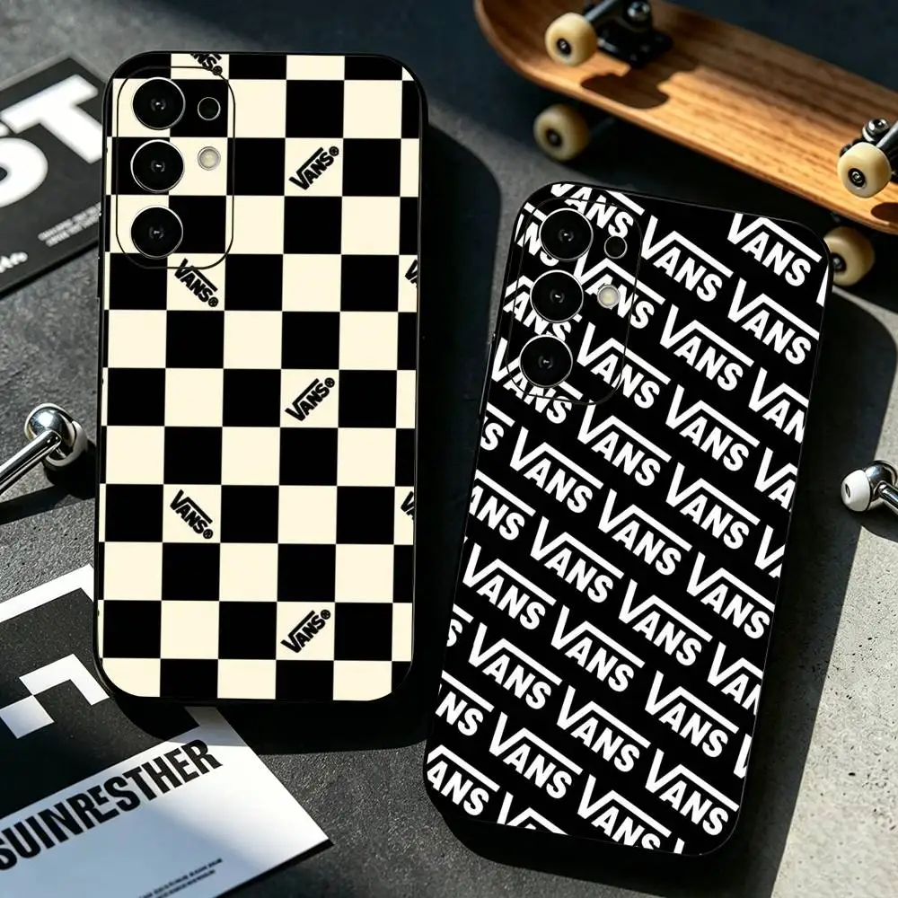 V-vans LOOG Classic  Brand  Phone Case Black Silicone Soft For Samsung S25,S24,S21,S22,S23,S30,Ultra,S20,Plus,Fe,Lite