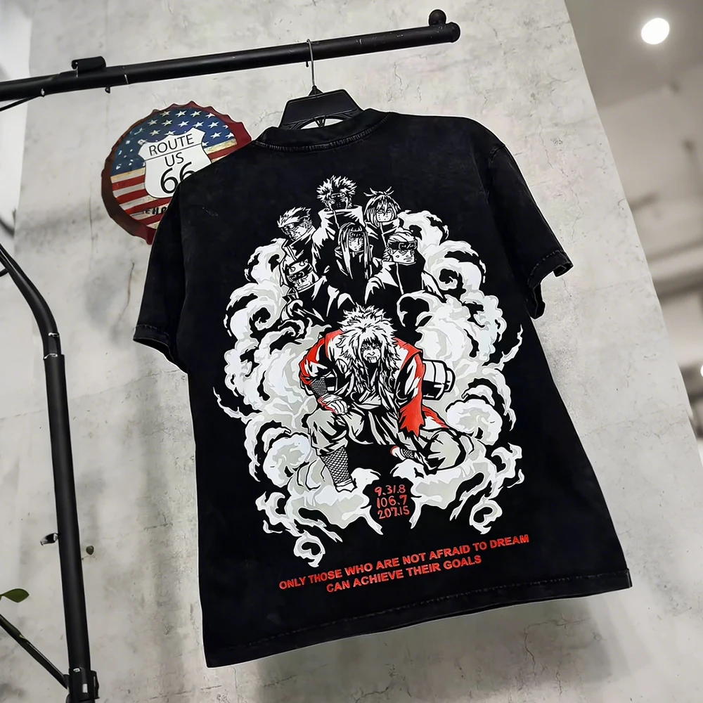 

Naruto Animation Derivatives Jiraiya Print T-shirt Men's 2025 Summer Fashion Casual Streetwear High Quality Cotton Crew Neck Top