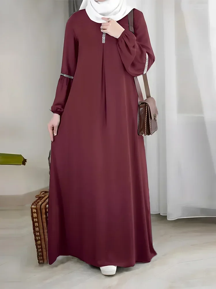 Fashion Long Sleeve Muslim Maxi Dresses for Women Saudi Arabia Dubai Abaya Party Casual Sequin Sundress Casual Morocco Kaftan