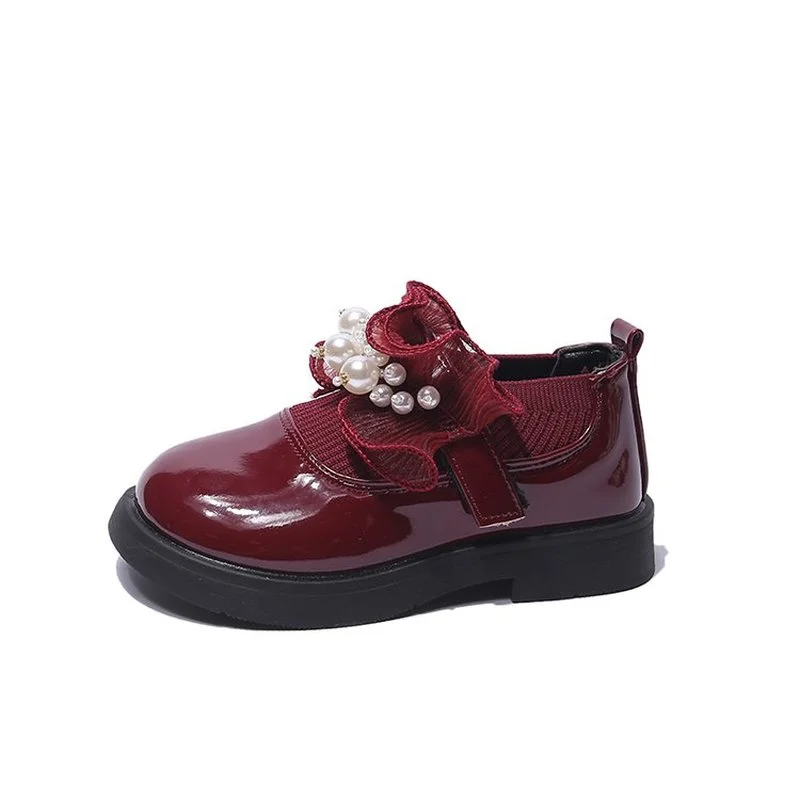 Chaussures d\'automne en cuir verni pour filles, chaussures de princesse Mary Jane, avec perles, pour enfants, livraison gratuite, 2022