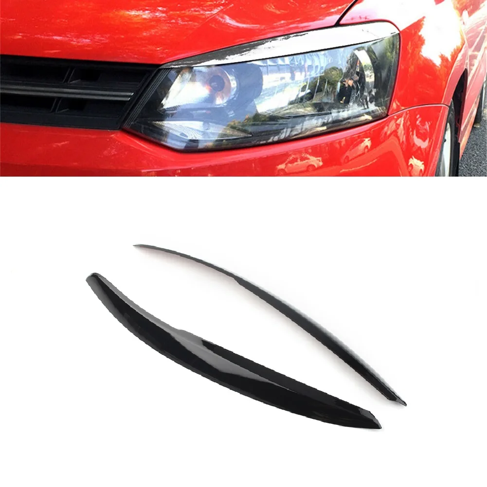 

2Pcs Glossy Black Car Headlight Lamp Eyebrow Eyelid Trim Cover For VW Polo Mk5 6R 6C 2010 2011 2012 2013 2014 2015 2016 2017