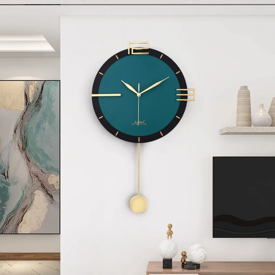 Gift Living Room Wall Clock Decoration Quartz Gold Art Home Wall Clock Pieces Elegant Hands Number Round Blue Wanduhr Home Decor