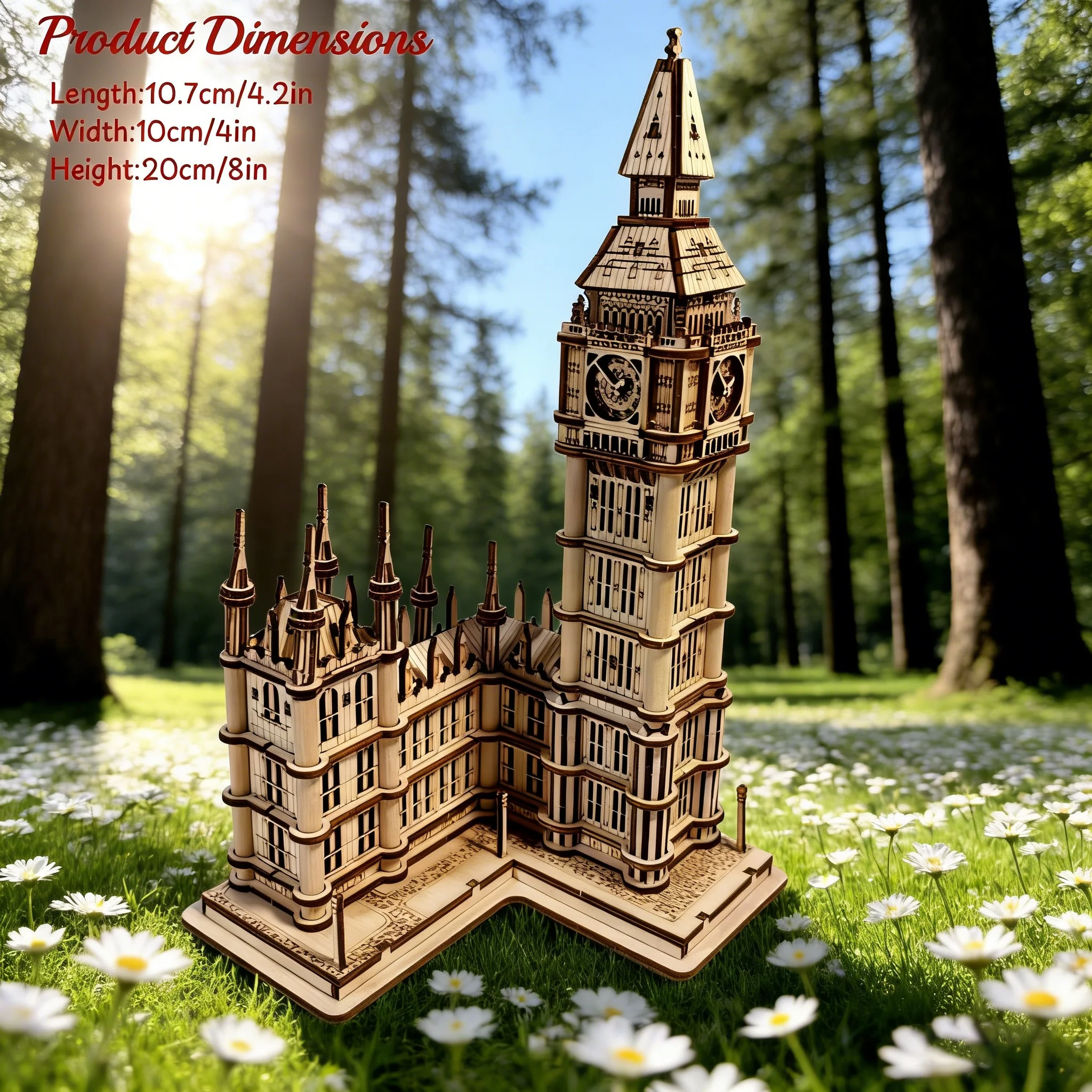 1 orologio Big Ben fai da te in legno, un puzzle creativo 3D, ideale come regalo festivo o decorazione della casa.