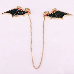 Dragon Wings With Chain Glitter Enamel Pin Fantasy Creatures Brooch Collar Pins
